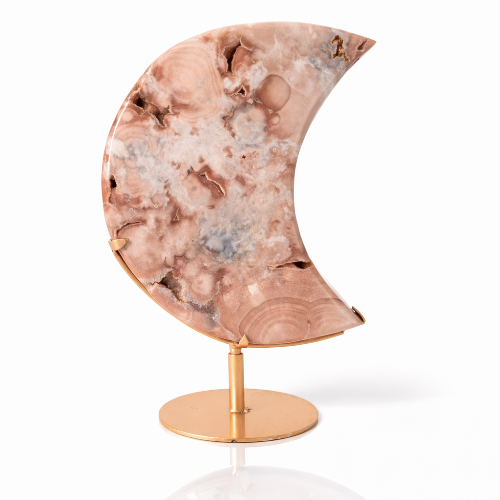 Semiluna Pink Amethyst - Agat roz natural cu cuart si calcedonie, piesa statement din Brazilia 7.42 kg