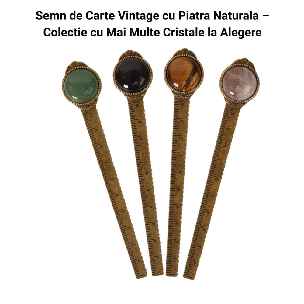 Semn de Carte Elegant cu Piatra Naturala de Aventurin Verde si Alama