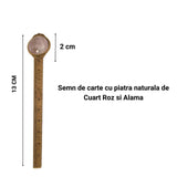 Semn de Carte Elegant cu Piatra Naturala de Cuart Roz si Alama