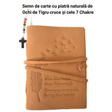 Semn de Carte cu Cruce din Obsidian si Pietrele celor 7 Chakre