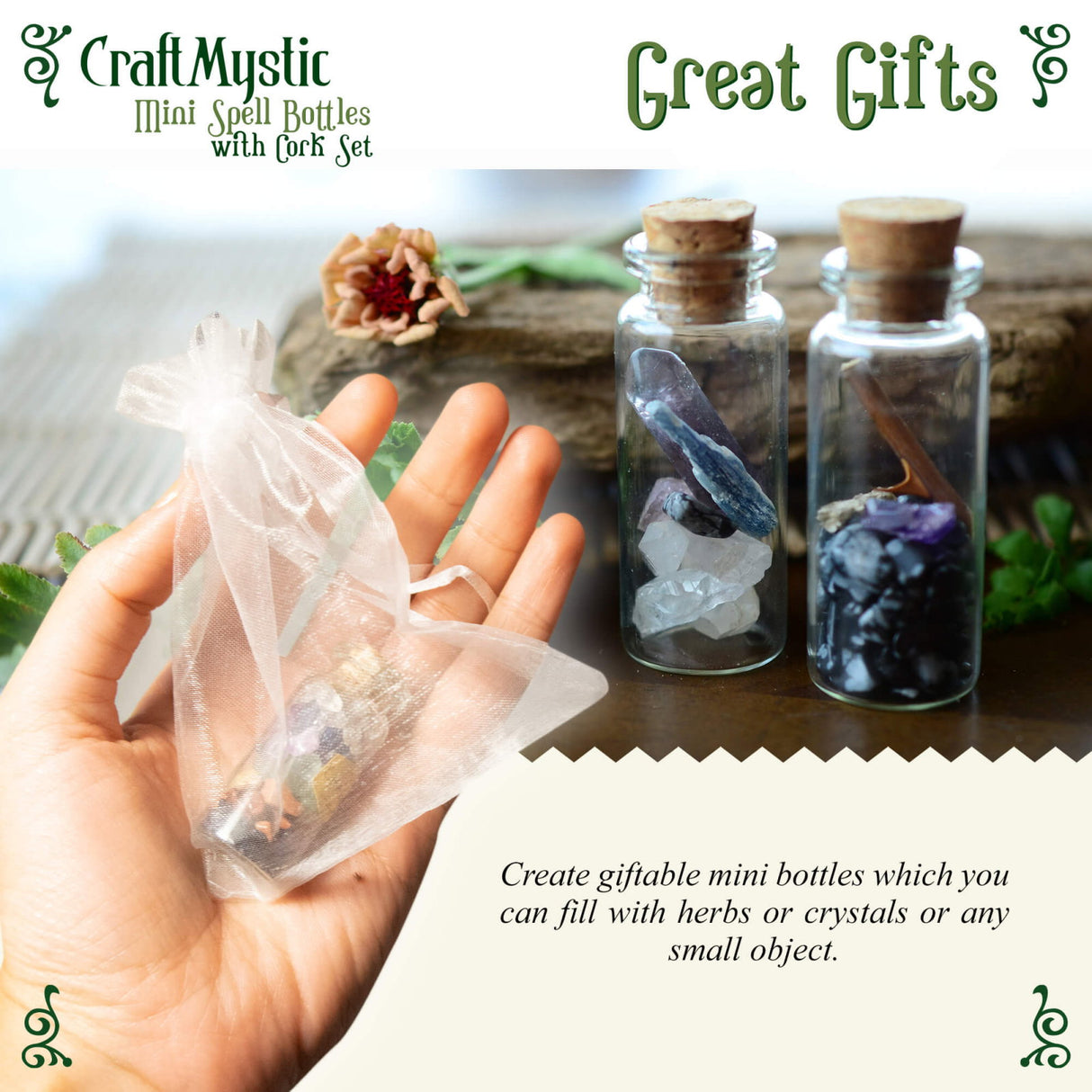 Set 60 de sticlute cu dop de pluta - Sticle miniatura cu capace si accesorii - Mini borcane din sticla transparenta - Mini sticlute decorative pentru nunti, botezuri, potiuni, proiecte craft DIY