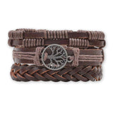 Set 3 Bratari Inedite cu Arborele Vietii si piele sintetica maro- Stil si Protectie