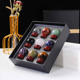 Set 9 sfere din cristale naturale sempretioase in cutie cadou - Pentru decor feng shui, meditatie, astrologie