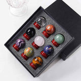 Set 9 sfere din cristale naturale sempretioase in cutie cadou - Pentru decor feng shui, meditatie, astrologie