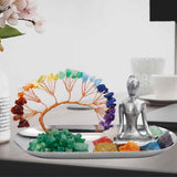 Set accesorii pentru meditatie spirituala cu 7 pietre semipretioase chakra, figurina yoga si bratara - Decor Feng Shui, ideal pentru o stare de liniste si relaxare