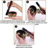 Set Bol Tibetan cantator prelucrat manual la poalele muntelui Himalaya - un percutor cu doua capete din lemn si piele, si o perna cusuta manual – ideal pentru energizare, purificare si meditatie