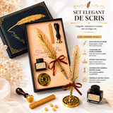 Set Stilou Pana Aurie Metalica Vintage – Eleganta si Cadou Special pentru Caligrafie