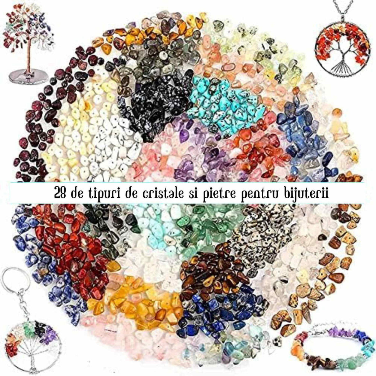 Set de Confectionare Bijuterii cu 28 de tipuri de Cristale Kitul Perfect pentru Copii si Pasionatii de Handmade