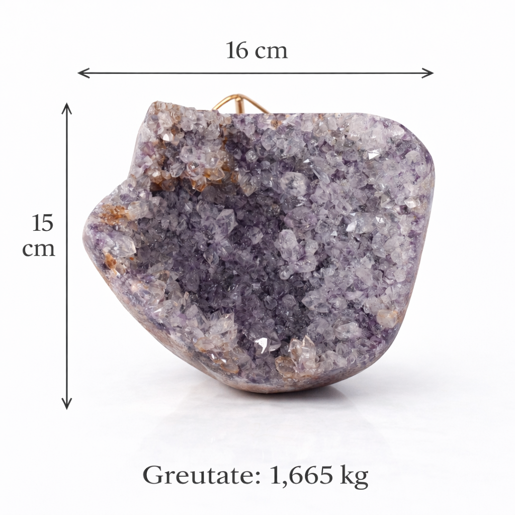 Geoda din ametist naturala pe suport metalic – cristal brazilian unicat 1.665 kg