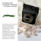 Set Rune din Cuart Roz Natural – Iubire, Claritate si Armonie Interioara