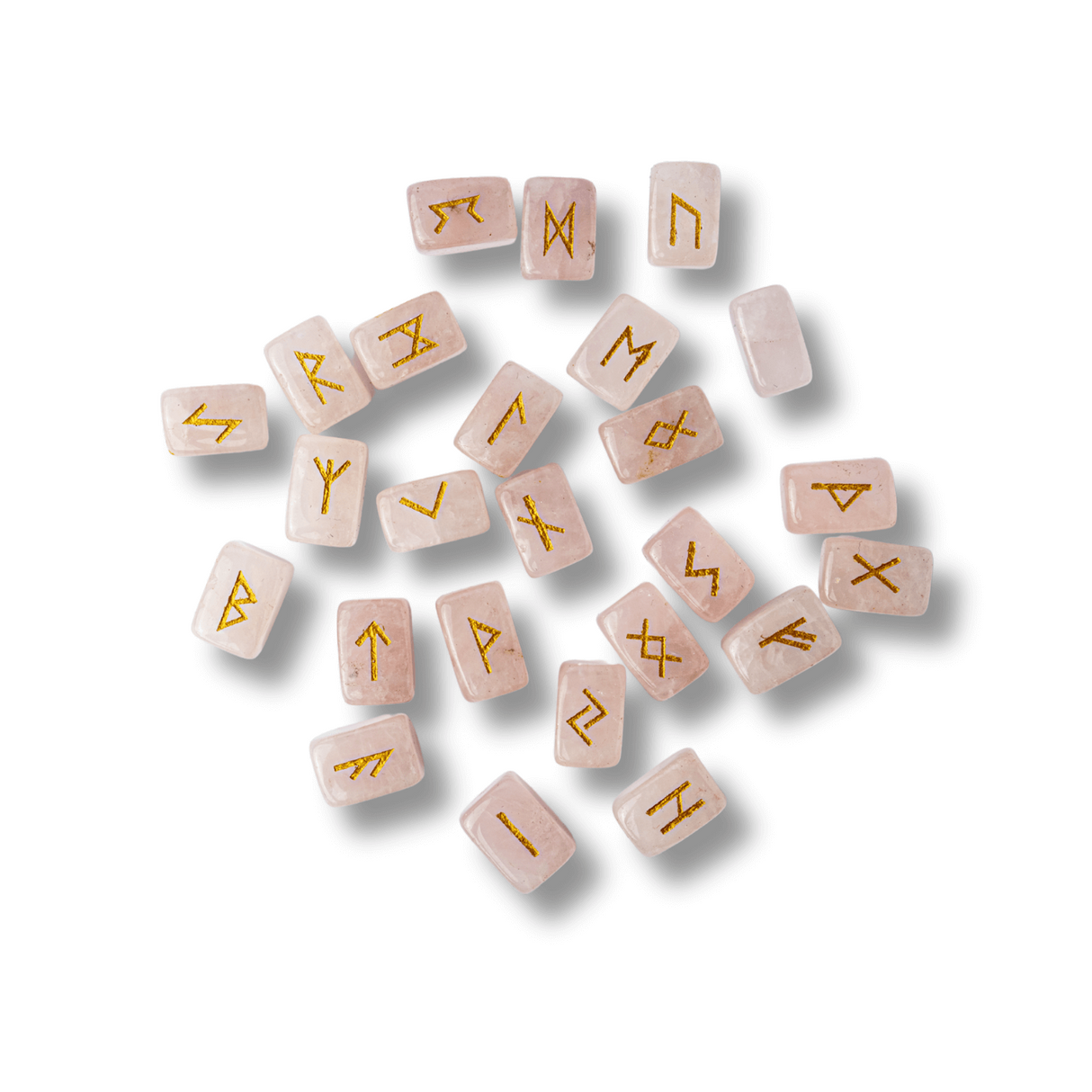 Set Rune din Cuart Roz Natural – Iubire, Claritate si Armonie Interioara