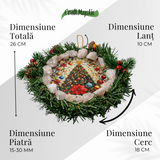 Coronita de Craciun cu Cuart Roz Brut - Armonie, Iubire si Magie Festiva