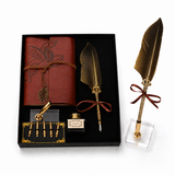 Set Stilou cu Penita si Pana Aurie in Cutie Cadou – Eleganta Vintage si Inspiratie pentru Scris