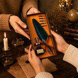 Set Stilou cu Pana Albastra si Calimara – Eleganta Clasica pentru Scris Creativ