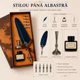 Set Stilou cu Pana Albastra si Calimara – Eleganta Clasica pentru Scris Creativ