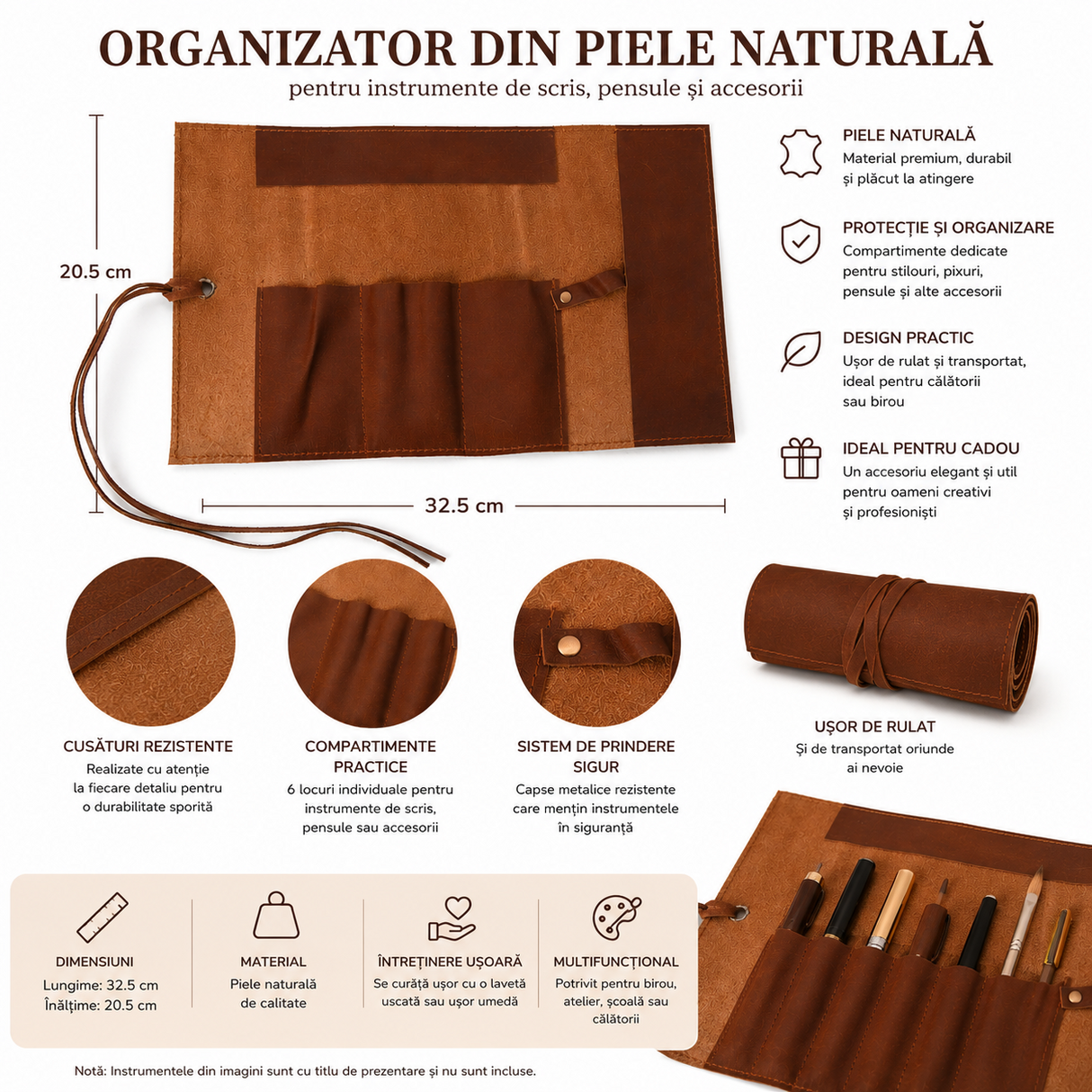 Organizator Multifunctional din Piele Naturala – Eleganta, Ordine si Protectie pentru Accesoriile Tale