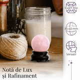 Sfera din Cuart Roz 35-40 mm cu Suport Inclus - Promoveaza Iubirea de Sine si Armonia