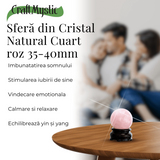 Sfera din Cuart Roz 35-40 mm cu Suport Inclus - Promoveaza Iubirea de Sine si Armonia