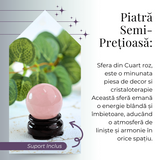 Sfera din Cuart Roz 35-40 mm cu Suport Inclus - Promoveaza Iubirea de Sine si Armonia