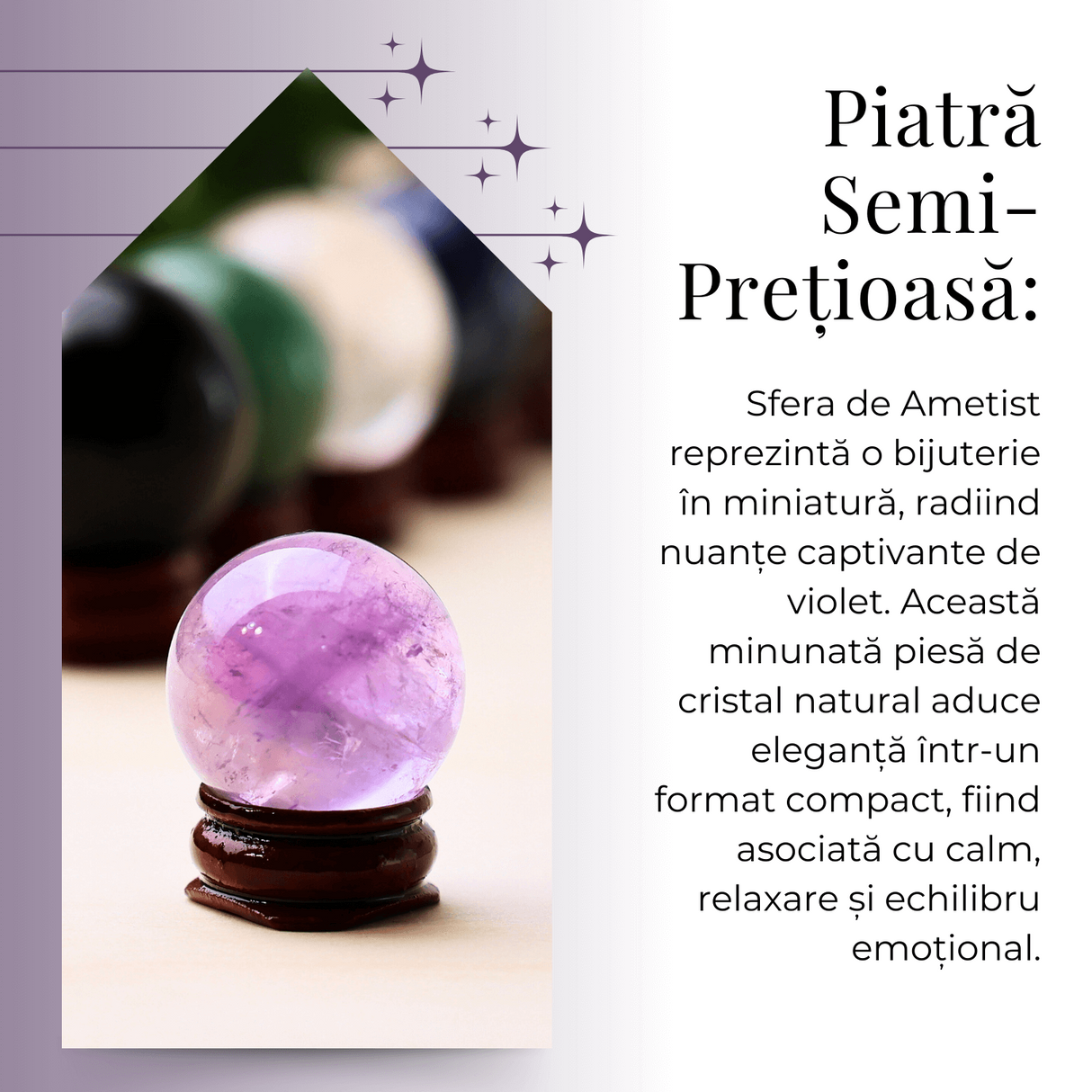 Sfera din Ametist Natural,1 buc, 30-35 mm - Ideala pentru Cadouri si Decoratiuni, Piatra Naturala