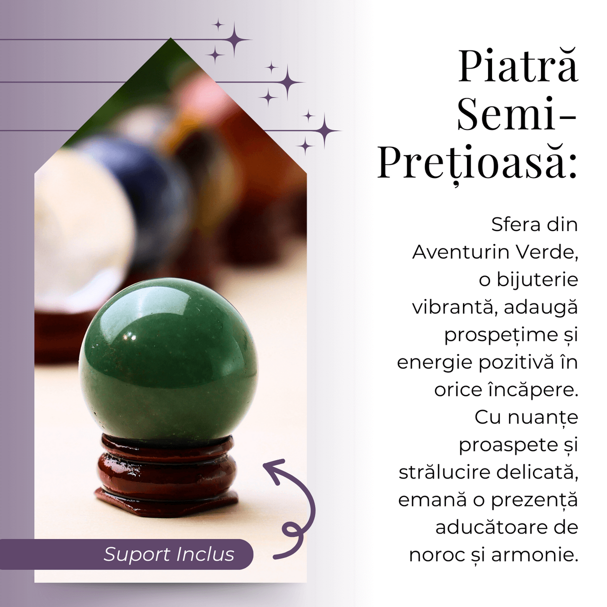 Sfera din Aventurin Verde Natural, 1 buc, 30-35 mm - Piatra Semipretioasa pentru Cadouri si Armonie