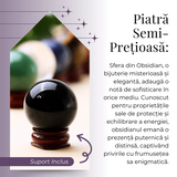 Sfera din Obsidian Natural, 1 buc, 30-35 mm - Ideala pentru Cadouri si Decoratiuni, Piatra Semipretioasa
