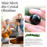 Sfera din Obsidian Natural, 1 buc, 30-35 mm - Ideala pentru Cadouri si Decoratiuni, Piatra Semipretioasa