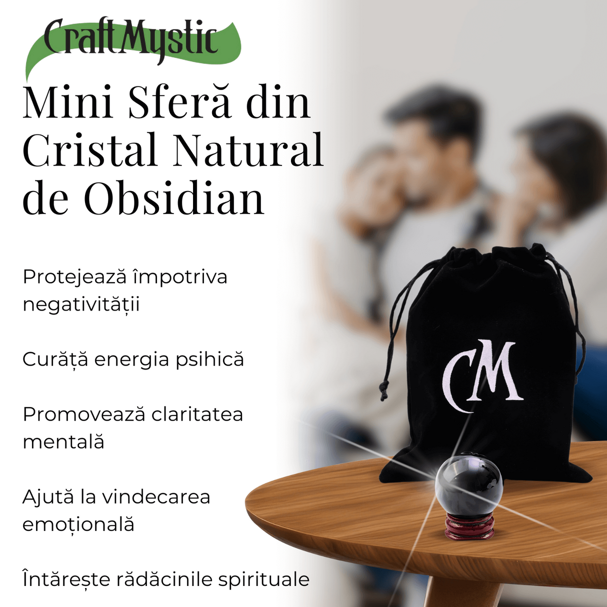 Sfera din Obsidian Natural, 1 buc, 30-35 mm - Ideala pentru Cadouri si Decoratiuni, Piatra Semipretioasa