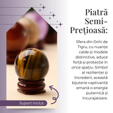 Sfera din Ochi de Tigru Natural, 1 buc, 30-35 mm - Piatra Semipretioasa pentru Cadouri, Curaj si Protectie