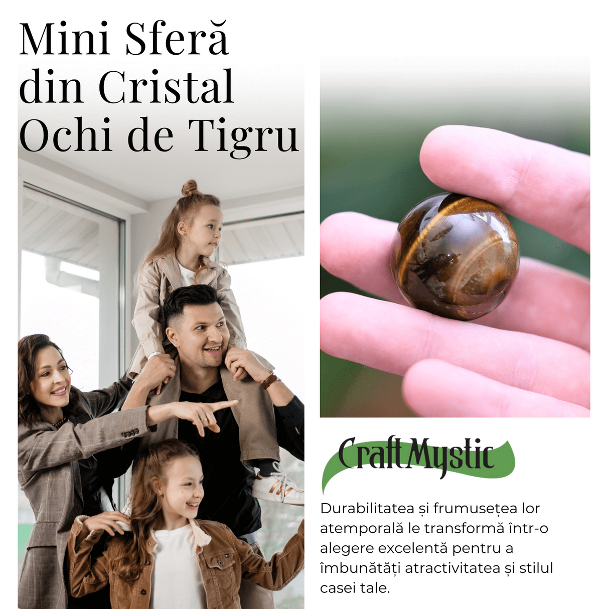 Sfera din Ochi de Tigru Natural, 1 buc, 30-35 mm - Piatra Semipretioasa pentru Cadouri, Curaj si Protectie