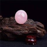 Sfera din Cuart Roz 25-30 mm, minge de cristal decorativa, cu suport de lemn - Pentru decor, meditatie, vindecare