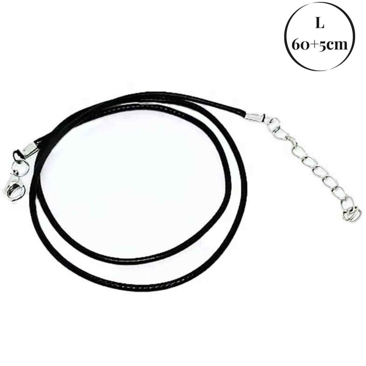 Snur ajustabil din imitatie piele cerata neagra 1.5mm, 60+5cm - Ideal pentru pandantive si medalioane