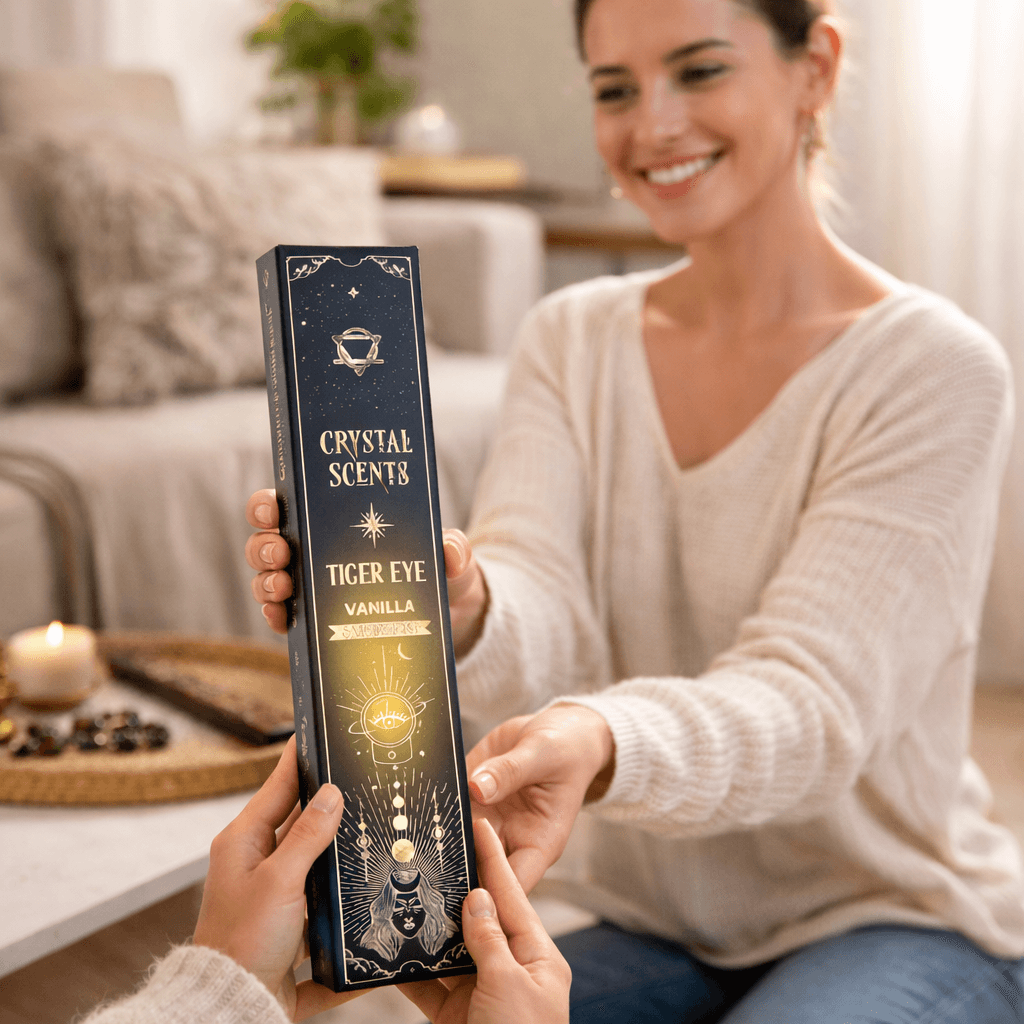 Smudge Kit cu Ochi de Tigru si Betisoare Parfumate cu Aroma de Vanilie - Protectie si Curaj Interior