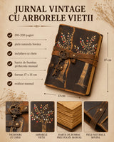 Jurnal Vintage cu Arborele Vietii, inchidere cu cheie si hartie de pergament- Protectie si Crestere