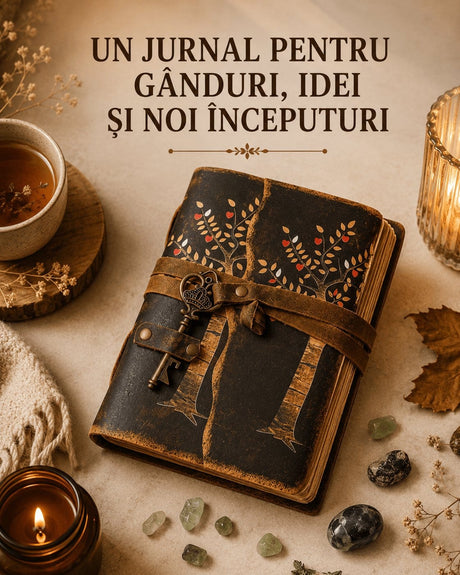 Jurnal Vintage cu Arborele Vietii, inchidere cu cheie si hartie de pergament- Protectie si Crestere