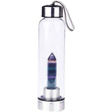 Sticla de apa cu varf de cristal Fluorit – Perfect pentru meditatie - Cadouri speciale pentru femei barbati prieteni