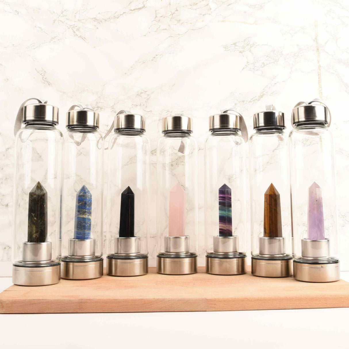 Sticla de apa cu varf de cristal Ochi de tigru – Perfect pentru meditatie - Cadouri speciale pentru femei barbati prieteni