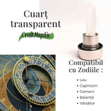 Sticla de apa cu varf de cristal Cuart transparent – Perfect pentru meditatie - Cadouri speciale pentru femei barbati prieteni