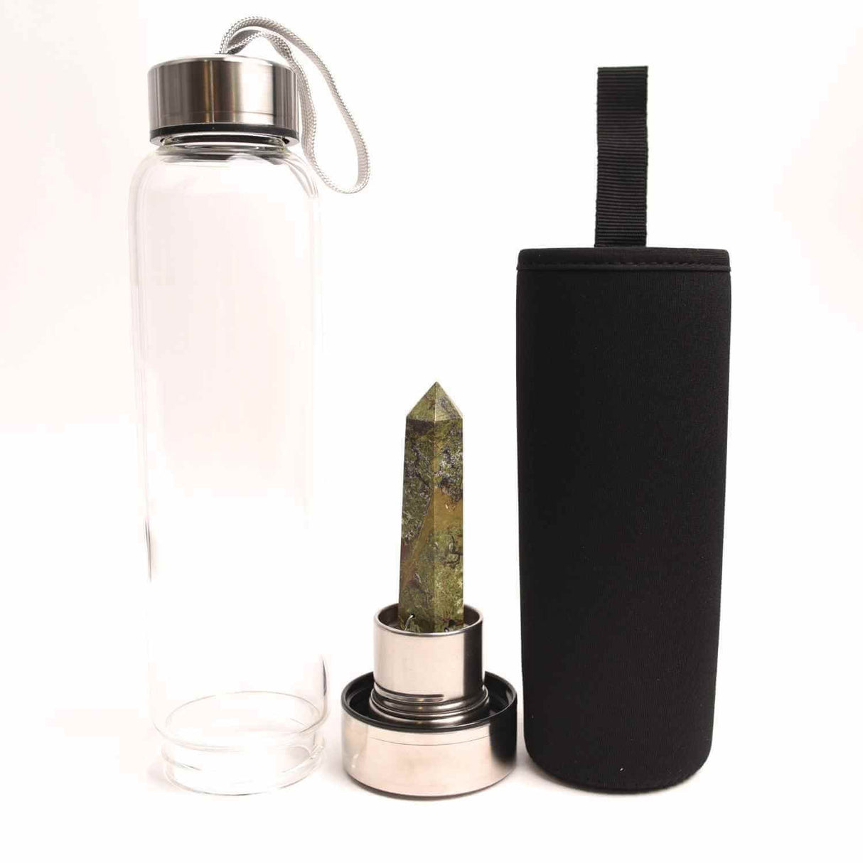 Sticla de apa cu varf de cristal Lapiz Lazuli – Perfect pentru meditatie - Cadouri speciale pentru femei barbati prieteni