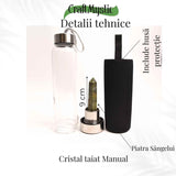 Sticla de apa cu varf de cristal Lapiz Lazuli – Perfect pentru meditatie - Cadouri speciale pentru femei barbati prieteni