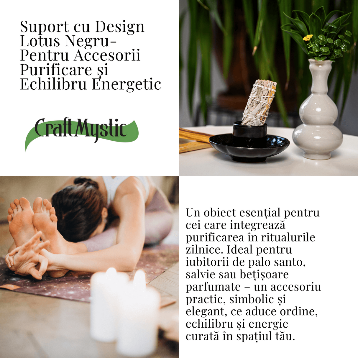 Suport design lotus negru – Pentru accesorii purificare si echilibru energetic