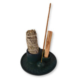 Suport ceramic 3 in 1 pentru salvie, Palo Santo si betisoare parfumate – model rotund