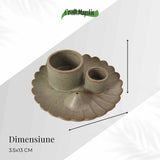 Suport ceramic 3 in 1 pentru salvie, Palo Santo si betisoare parfumate - model rotund