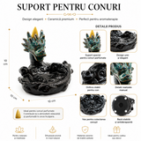 Suport Ceramic Dragon pentru Conuri Parfumate – Protectie Spirituala si Atmosfera Zen