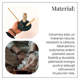 Suport ceramic 3 in 1 pentru salvie, Palo Santo si betisoare parfumate – model rotund