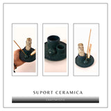 Suport ceramic 3 in 1 pentru salvie, Palo Santo si betisoare parfumate – model rotund