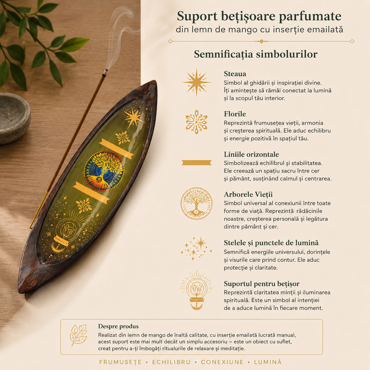 Suport Betisoare Parfumate Arborele Vietii in Forma de Barcuta – Armonie si Relaxare