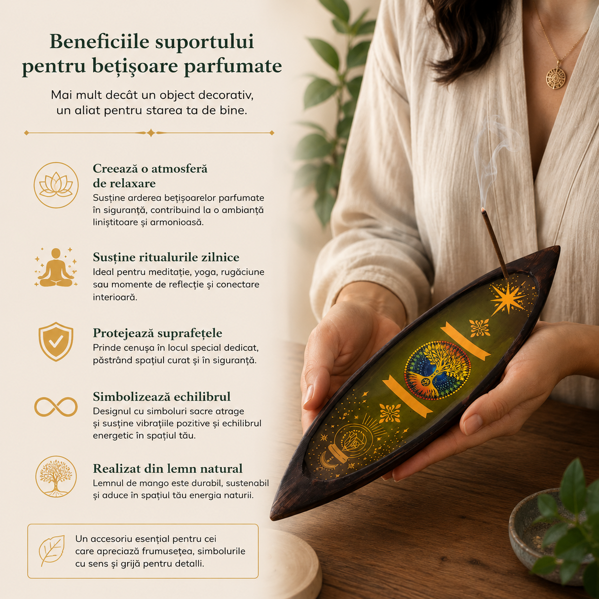 Suport Betisoare Parfumate Arborele Vietii in Forma de Barcuta – Armonie si Relaxare