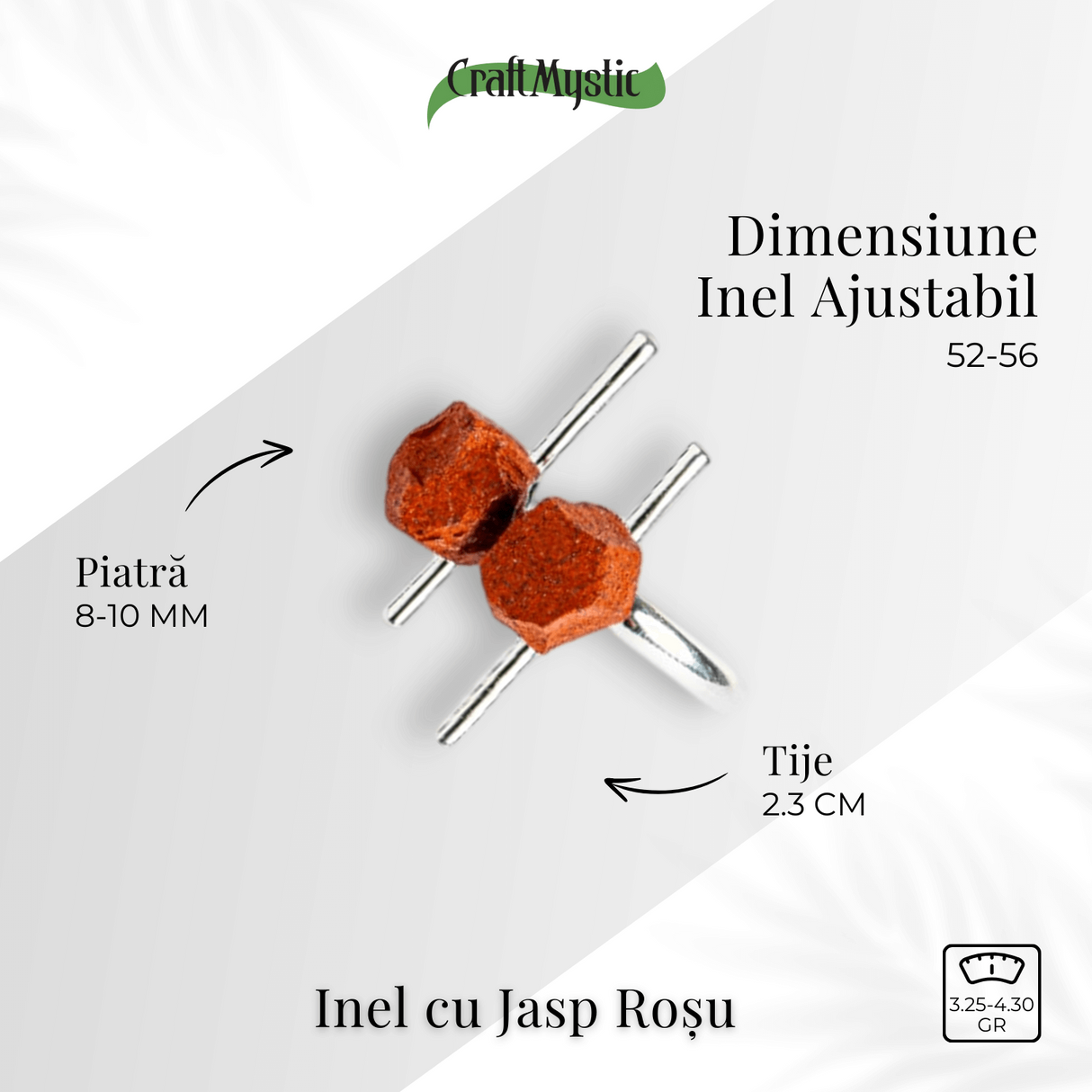 Forta interioara in forma bruta - Inel argintiu cu jasp rosu