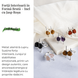 Forta interioara in forma bruta - Inel argintiu cu jasp rosu